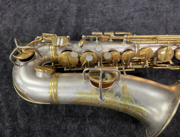 Photo Late Vintage C.G. Conn New Wonder Series I Alto Sax #130874 - Silver Plate, Gold Keys, GOLD INLAYS